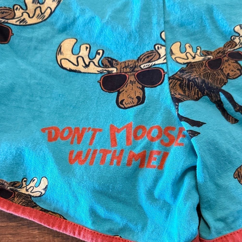 Lazy One orange and Teal Moose Pajama Set - Picture 8 of 8